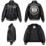 Avirex Bad Boy Black Leather Varsity Bomber Jacket | Blackstone Jackets - Image 5
