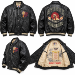 Avirex Choctaw Black Leather Varsity Bomber Jacket | Blackstone Jackets