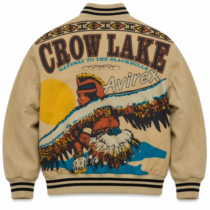 Avirex Crow Lake Beige Suede Bomber Jacket | Blackstone Jackets