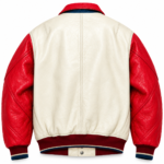 Avirex USA NBA All Star Cream and Red Varsity Bomber Jacket | Blackstone Jackets