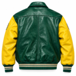 Avirex Green and Yellow Varsity Leather Bomber Jacket | Blackstone Jackets