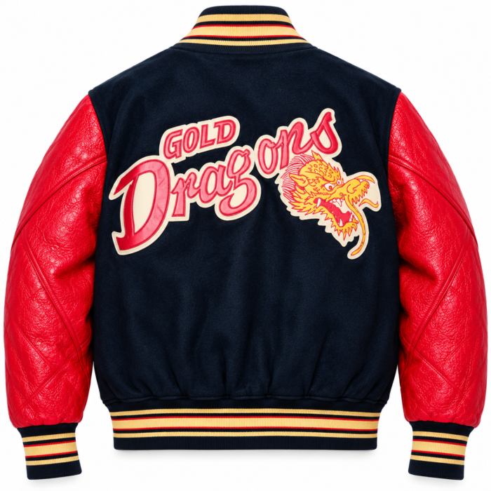 Avirex Gold Dragons Navy and Red Varsity Bomber Jacket | Blackstone Jackets