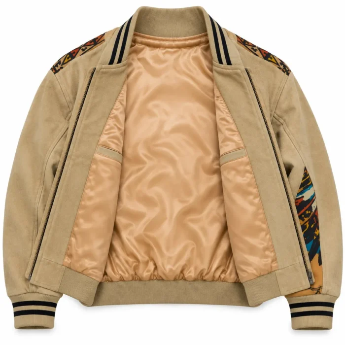 Avirex Crow Lake Beige Suede Bomber Jacket | Blackstone Jackets