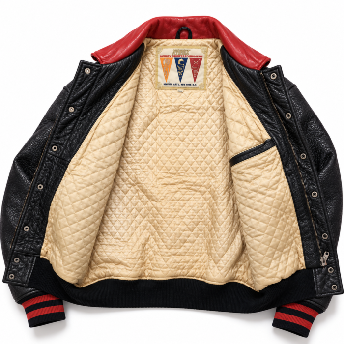 Avirex Lions Mishawaka Black Leather Varsity Bomber Jacket | Blackstone Jackets