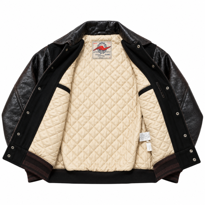 Avirex All Star American Black Wool and Leather Varsity Bomber Jacket | Blackstone Jackets