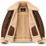 Dakota Espresso With Tan Shearling Men's B-3 Shearling Flight Leather Jacket | Blackstone Jackets
