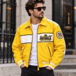 Avirex Aviator's King 75 Yellow and White Leather Bomber Jacket | Blackstone Jackets