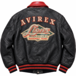 Avirex Lions Mishawaka Black Leather Varsity Bomber Jacket | Blackstone Jackets