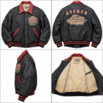 Avirex Lions Mishawaka Black Leather Varsity Bomber Jacket | Blackstone Jackets