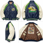 Avirex Blockwear Navy Blue Leather Varsity Bomber Jacket | Blackstone Jackets