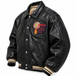 Avirex Choctaw Black Leather Varsity Bomber Jacket | Blackstone Jackets
