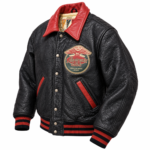 Avirex Lions Mishawaka Black Leather Varsity Bomber Jacket | Blackstone Jackets