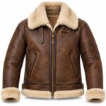 Dakota Espresso With Tan Shearling Men's B-3 Shearling Flight Leather Jacket | Blackstone Jackets