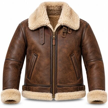 Dakota Espresso With Tan Shearling Men's B-3 Shearling Flight Leather Jacket | Blackstone Jackets