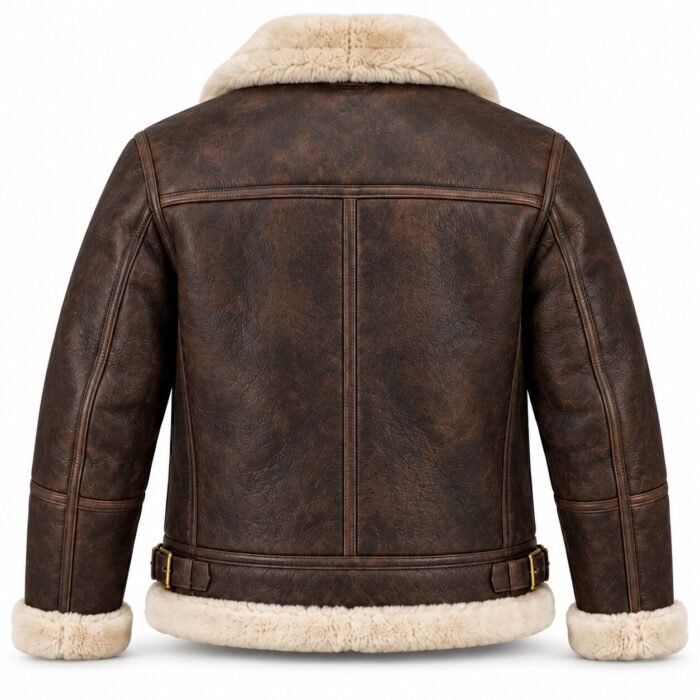 Altair Dark Chocolate With Cream Shearling Men's B-3 Shearling Flight Leather Jacket | Blackstone Jackets