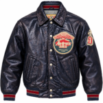 Avirex Florida Sharks Navy Leather Varsity Bomber Jacket | Blackstone Jackets