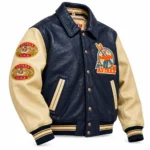 Avirex Orang Indians Navy Blue Leather Varsity Jacket | Blackstone Jackets