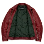 Alfa Romeo Leather Jacket inner view — plain lining with inside pockets and Blackstone Jackets neck label