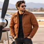 Maverick Cognac Brown Men's Classic Flight Jacket | Blackstone Jackets