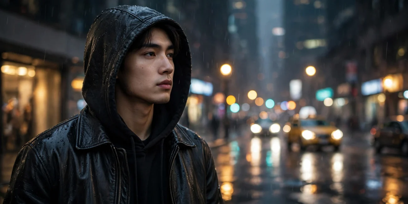 hooded leather jacket