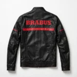 Brabus Leather Jacket back view, black with red accents racer jacket
