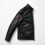 Brabus Leather Jacket side view, black with red accents racer jacket