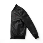 BYD Leather Jacket side view, black leather jacket