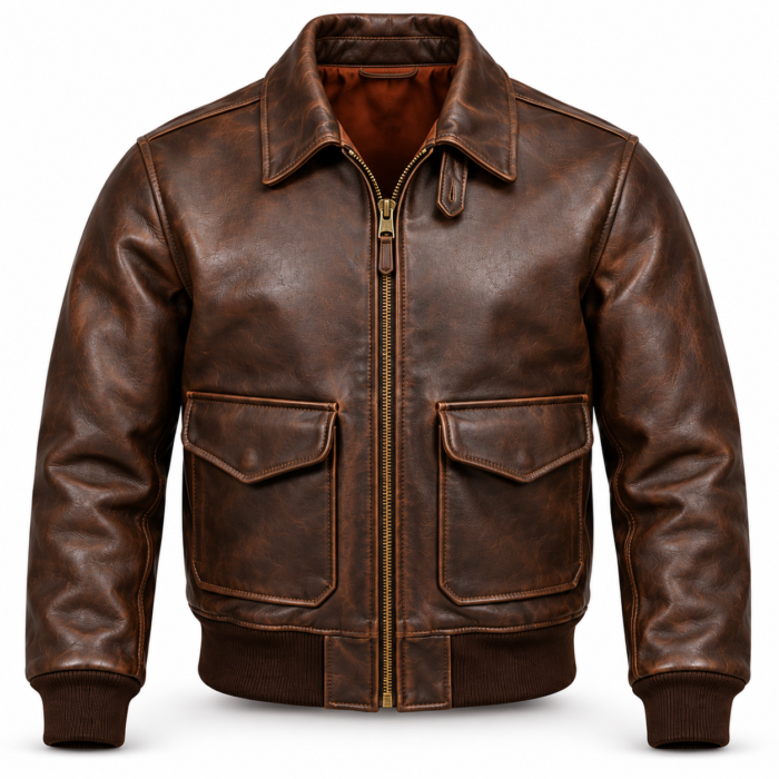 Mercury Seal Brown Men's A-2 Flight Leather Jacket | Blackstone Jackets