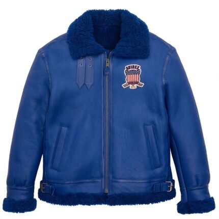 Avirex Royal Blue Men’s B-3 Shearling Leather Aviator Jacket | Blackstone Jackets