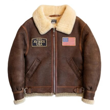 Avirex USA Brown Shearling B-3 Leather Flight Jacket | Blackstone Jackets