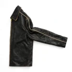 GAZ Leather Jacket side view, black leather jacket