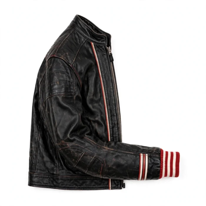 Holden Leather Jacket side view, black leather jacket
