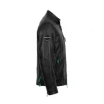Mercedes-AMG Leather Jacket side view, black with petronas-green accents racer jacket