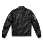 Ford Mustang Leather Jacket back view — plain black cafe racer back