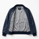 Nio Leather Jacket inner view, plain lining with inside pockets and Blackstone Jackets neck label