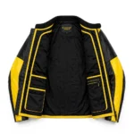 Renault Leather Jacket inner view — plain lining with inside pockets and Blackstone Jackets neck label