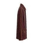 Rover Leather Jacket side view, deep burgundy with tan trim heritage cruiser jacket with shirt-style collar